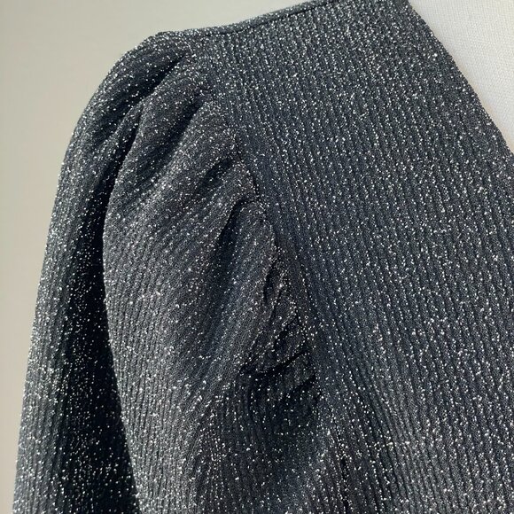 PAIGE Womens Small Metallic Lurex Samina Puffed Shoulder Bodysuit Long Sleeve - Picture 7 of 14